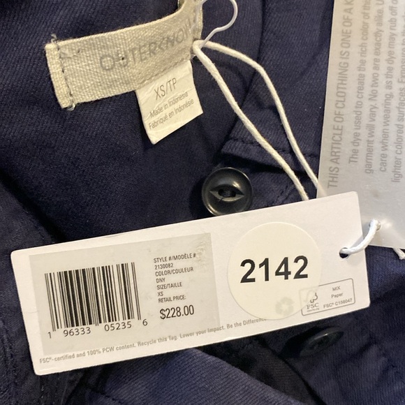 NWT OUTERKNOWN Navy Linen S.E.A Long Sleeve Jumpsuit, size X-Small - Picture 5 of 12